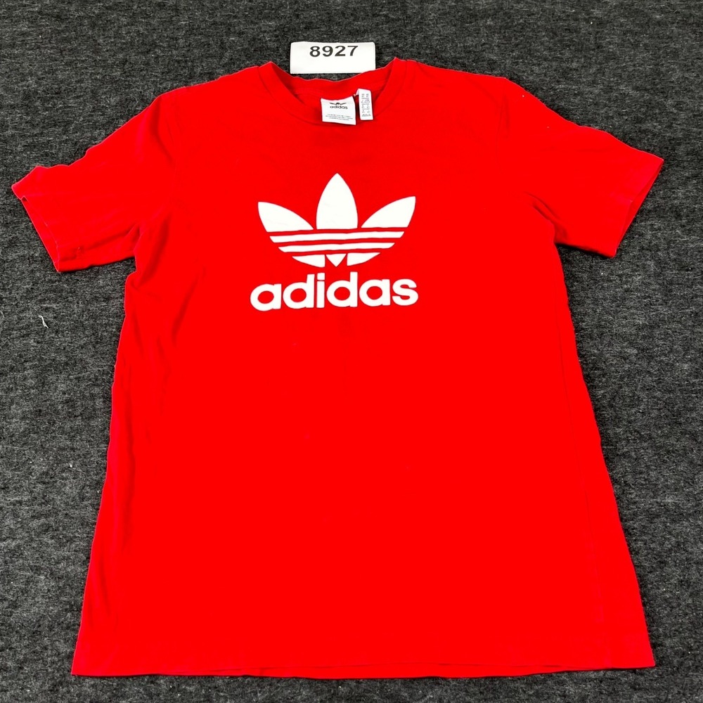 Vintage Adidas Originals T Shirt Mens XS Red Cotton Crew Neck Trefoil Logo